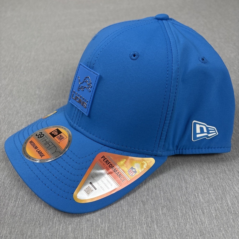 Detroit Lions New Era 39Thirty Medium_Large Size Side Line Collection Blue Color - Picture 3 of 10